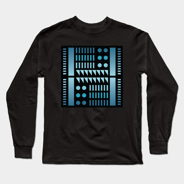 “Dimensional Sections (1)” - V.3 Blue - (Geometric Art) (Dimensions) - Doc Labs Long Sleeve T-Shirt by Doc Labs